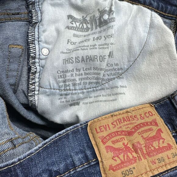 Levis 505 Straight Leg Jeans Men 36x34 Actual 34x33 Regular Fit Med Wash Classic - Picture 10 of 10